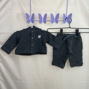 Absorba baby unisex gray quilted bear hooded button pull on matching sweatsuit‎